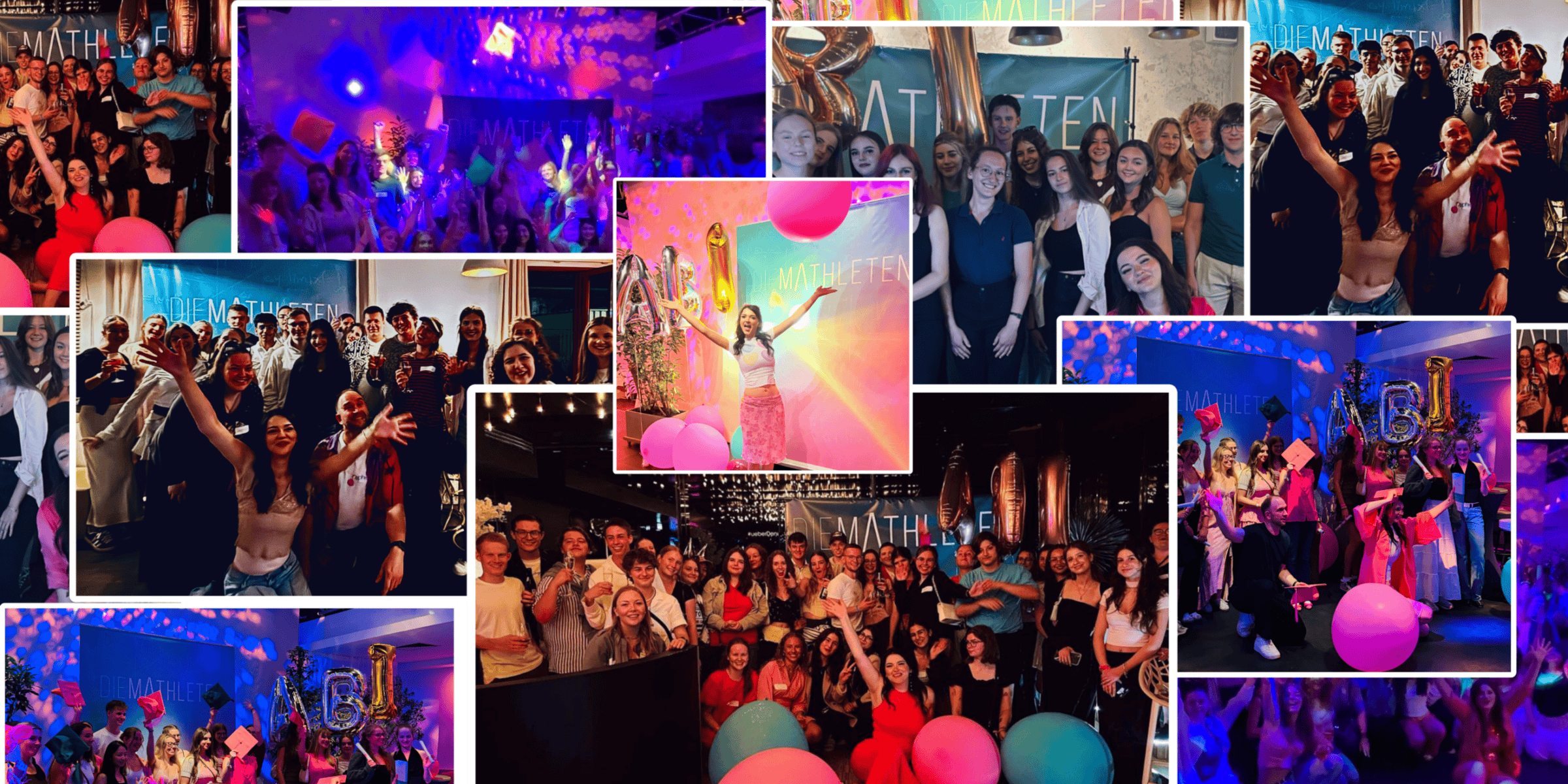 Collage von der Abi-Party mit vielen feiernden Mathleten